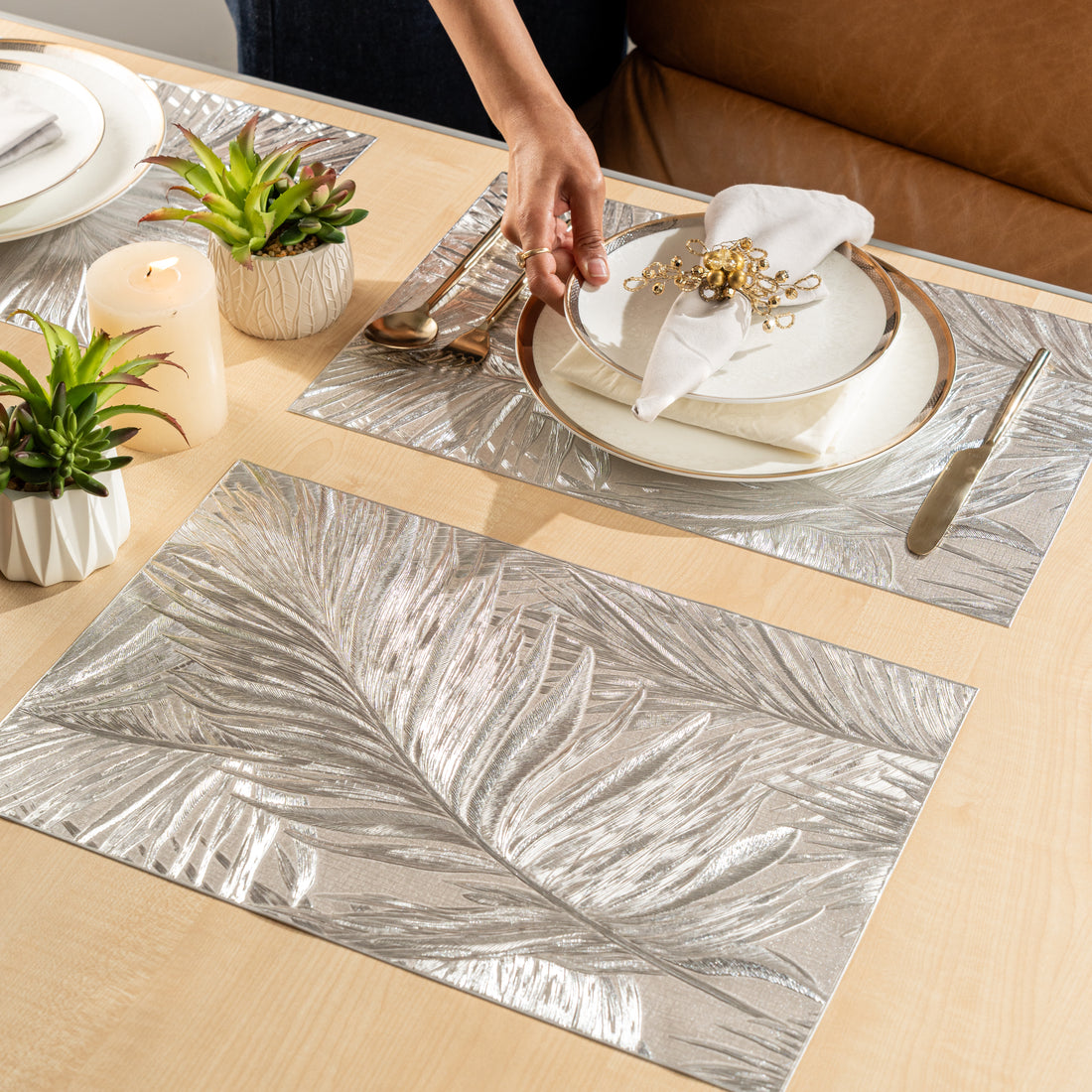 Maison Silver Leaf Set of 6 Table Mat- Pano