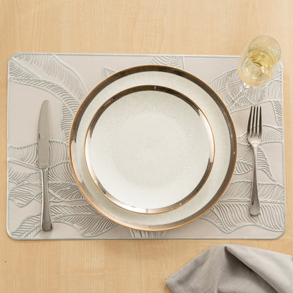Maison Silver Flower Leaf Dining Table Mat Set of 6 - Pano