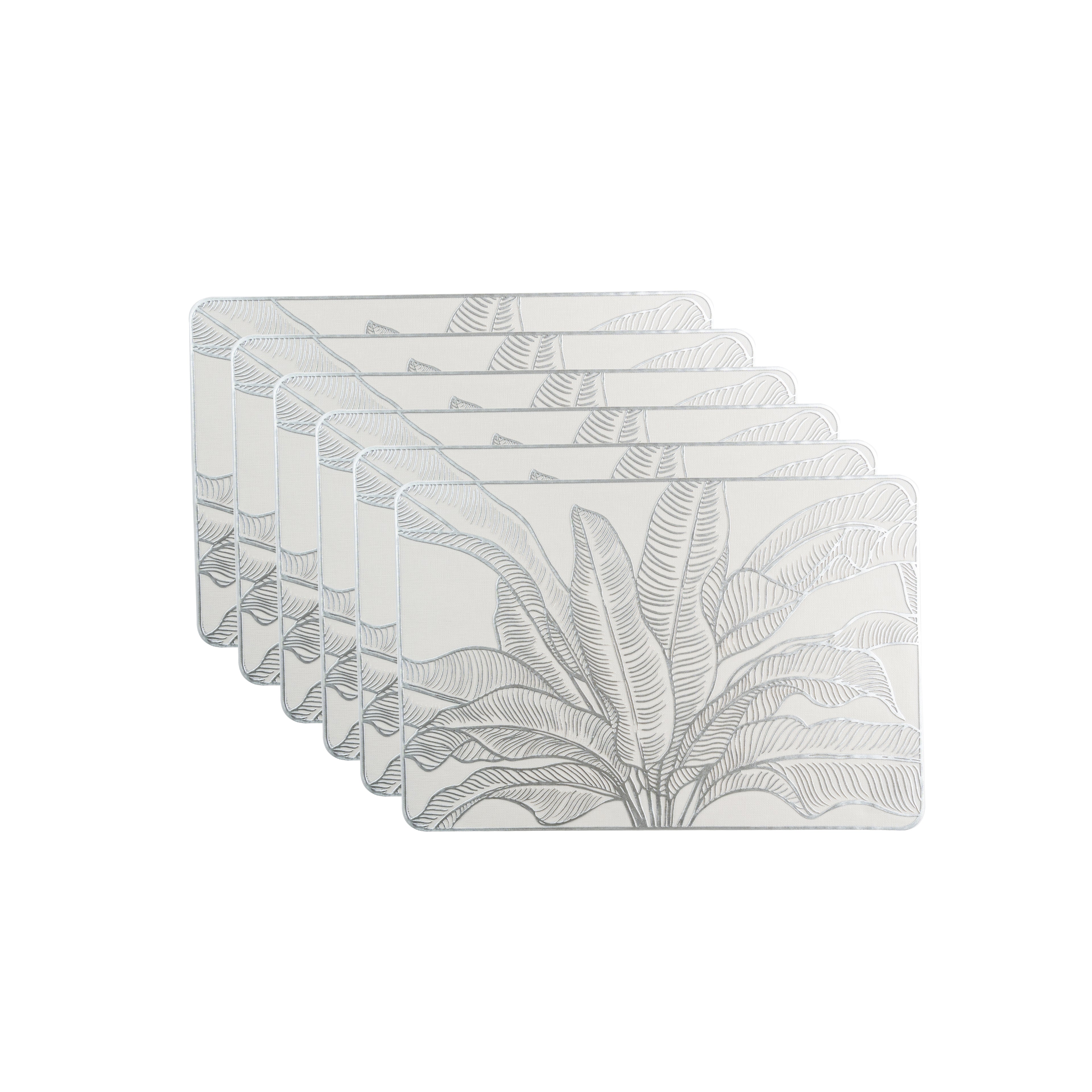 Maison Silver Flower Leaf Dining Table Mat Set of 6 - Pano