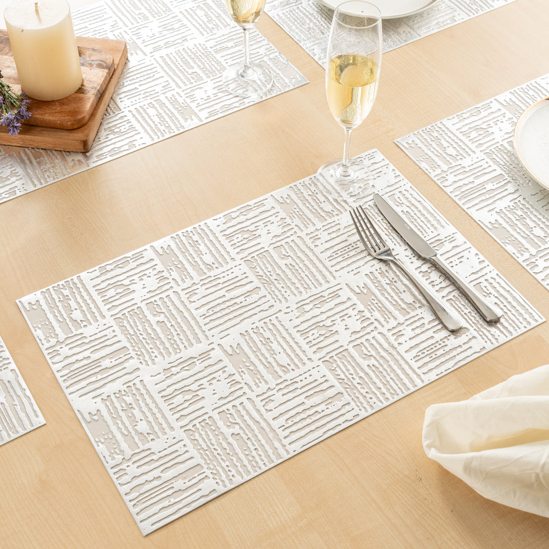 Maison Silver Block Dining Table Mat Set of 6 - Pano