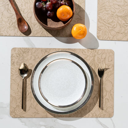 Muse Textured Beige Dining Table Mat Set of 6 - Pano