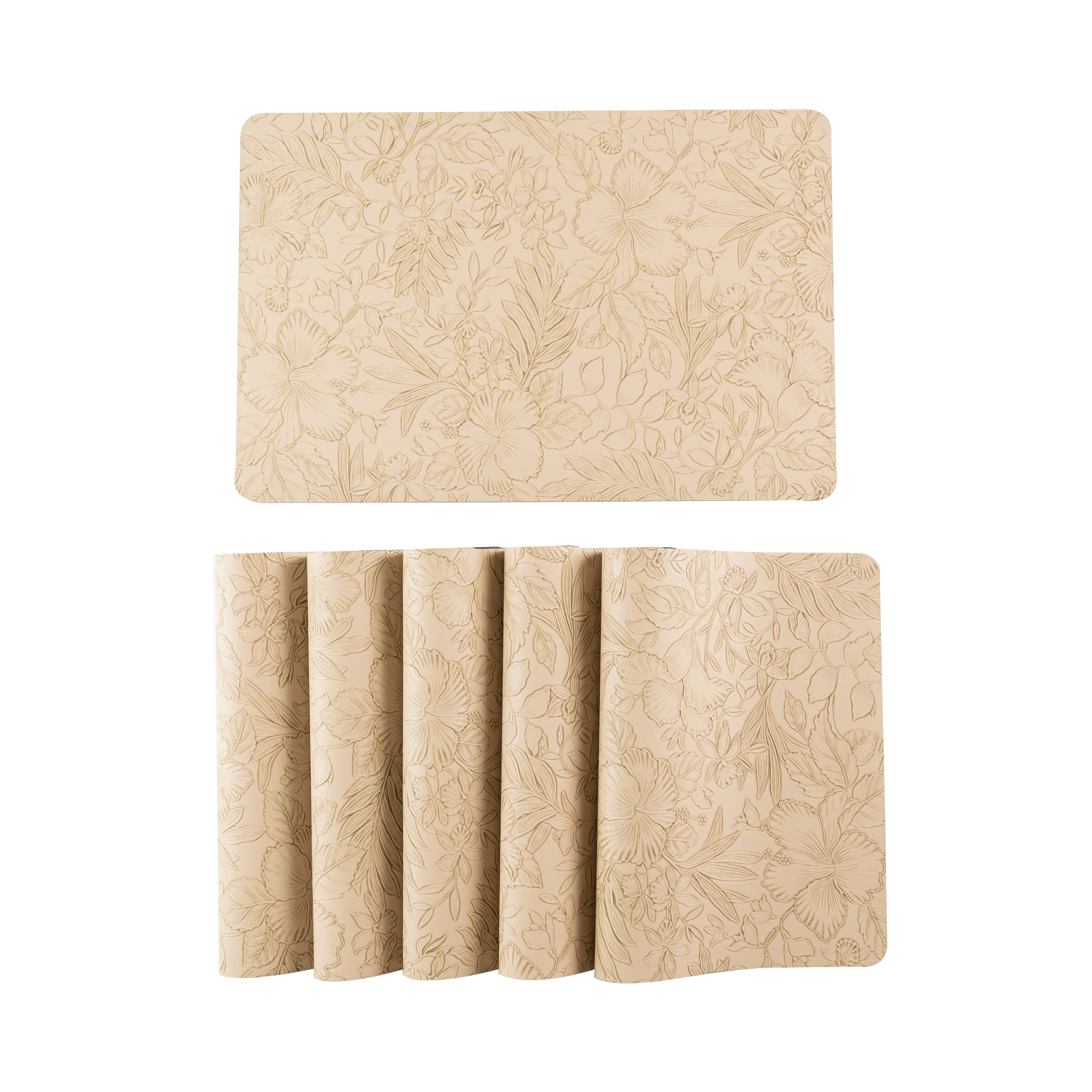 Muse Textured Beige Dining Table Mat Set of 6 - Pano