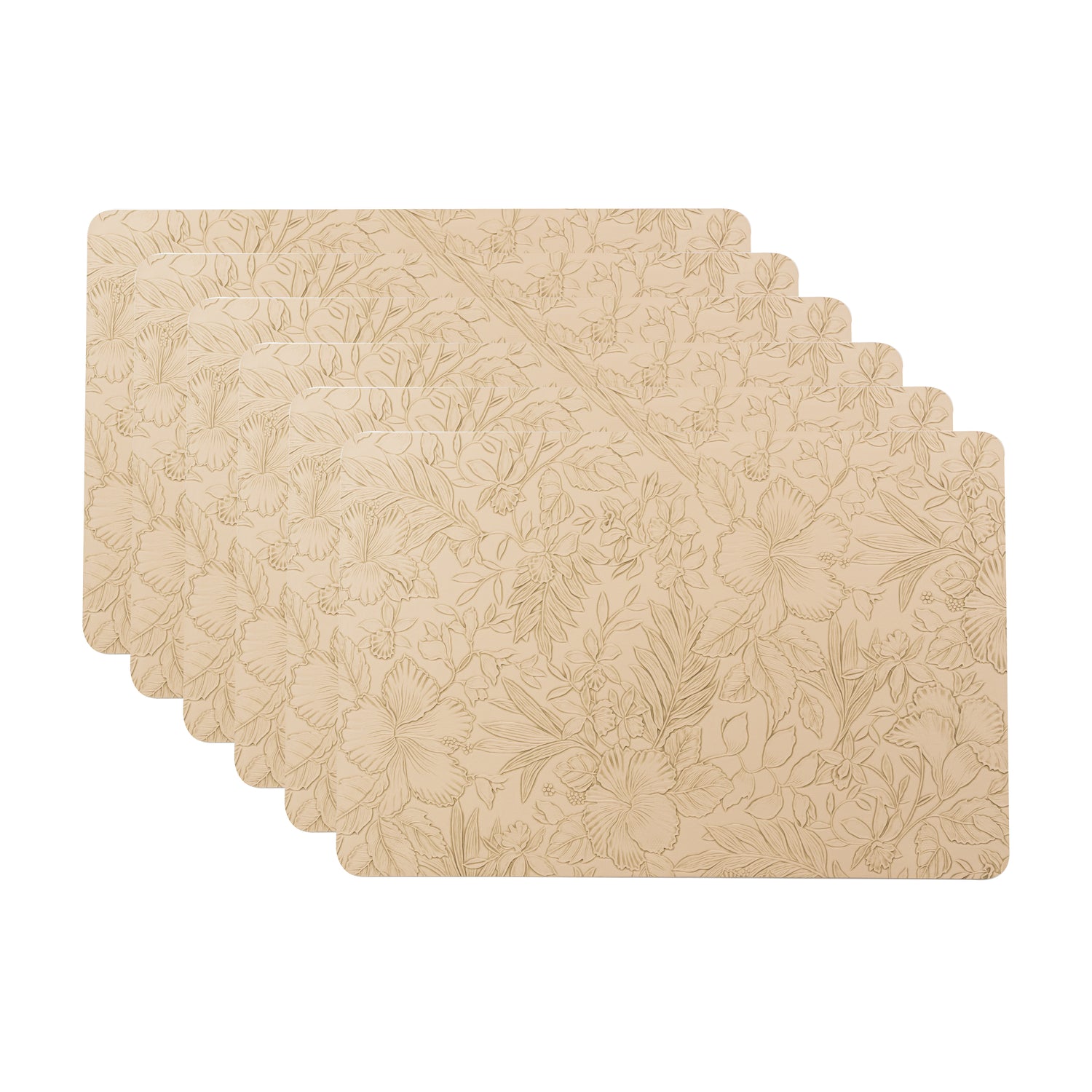 Muse Textured Beige Dining Table Mat Set of 6 - Pano
