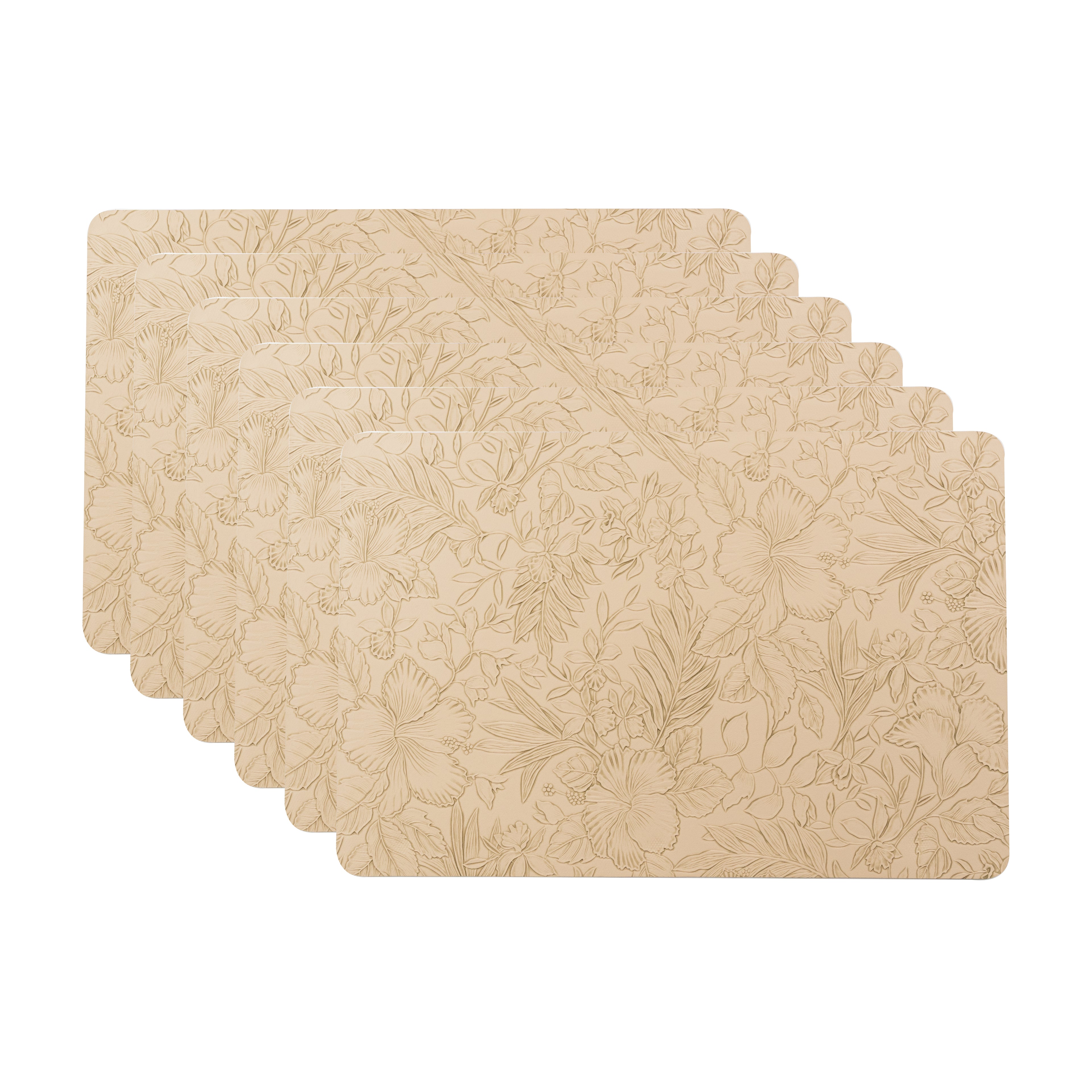 Muse Textured Beige Dining Table Mat Set of 6 - Pano