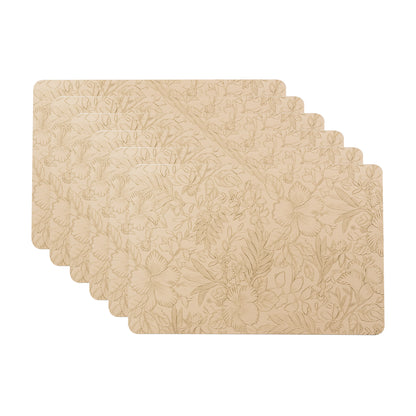 Muse Textured Beige Dining Table Mat Set of 6 - Pano