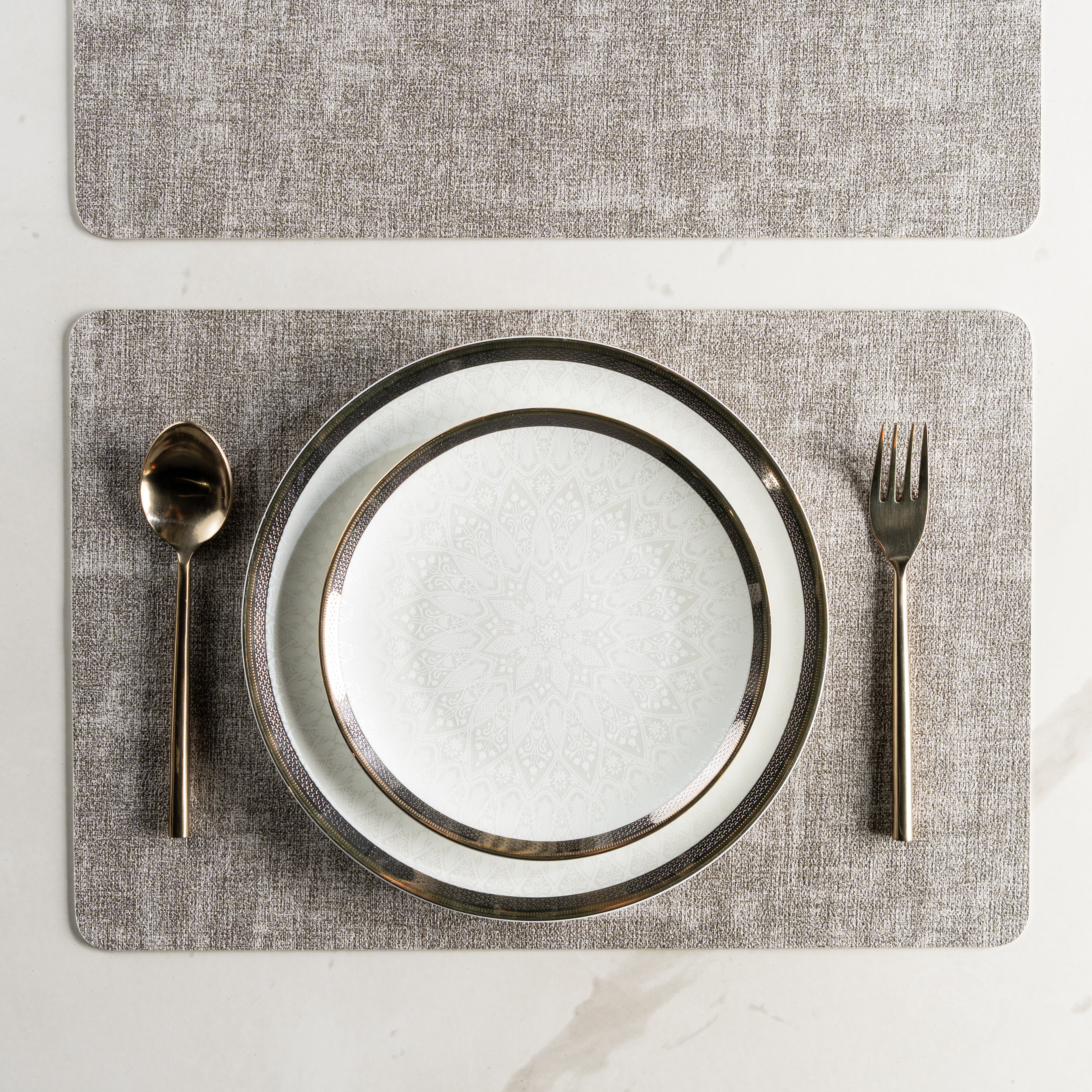 Textured Dark Grey Muse Dining Table Mat Set of 6 - Pano