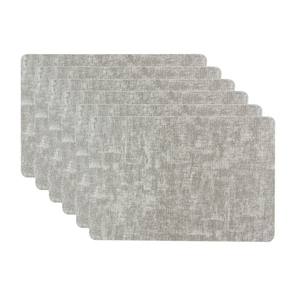 Textured Dark Grey Muse Dining Table Mat Set of 6 - Pano