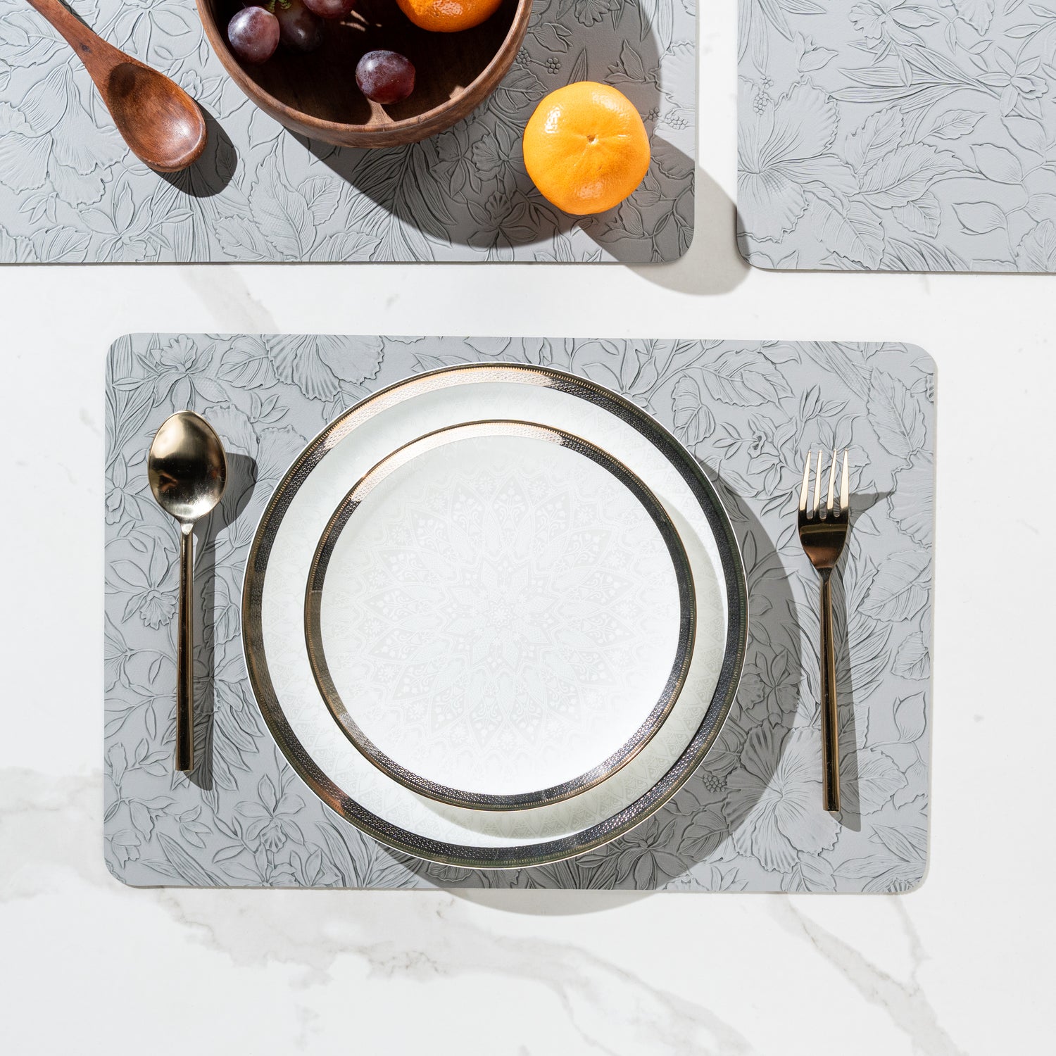 Muse Textured Grey Dining Table Mat Set of 6 - Pano