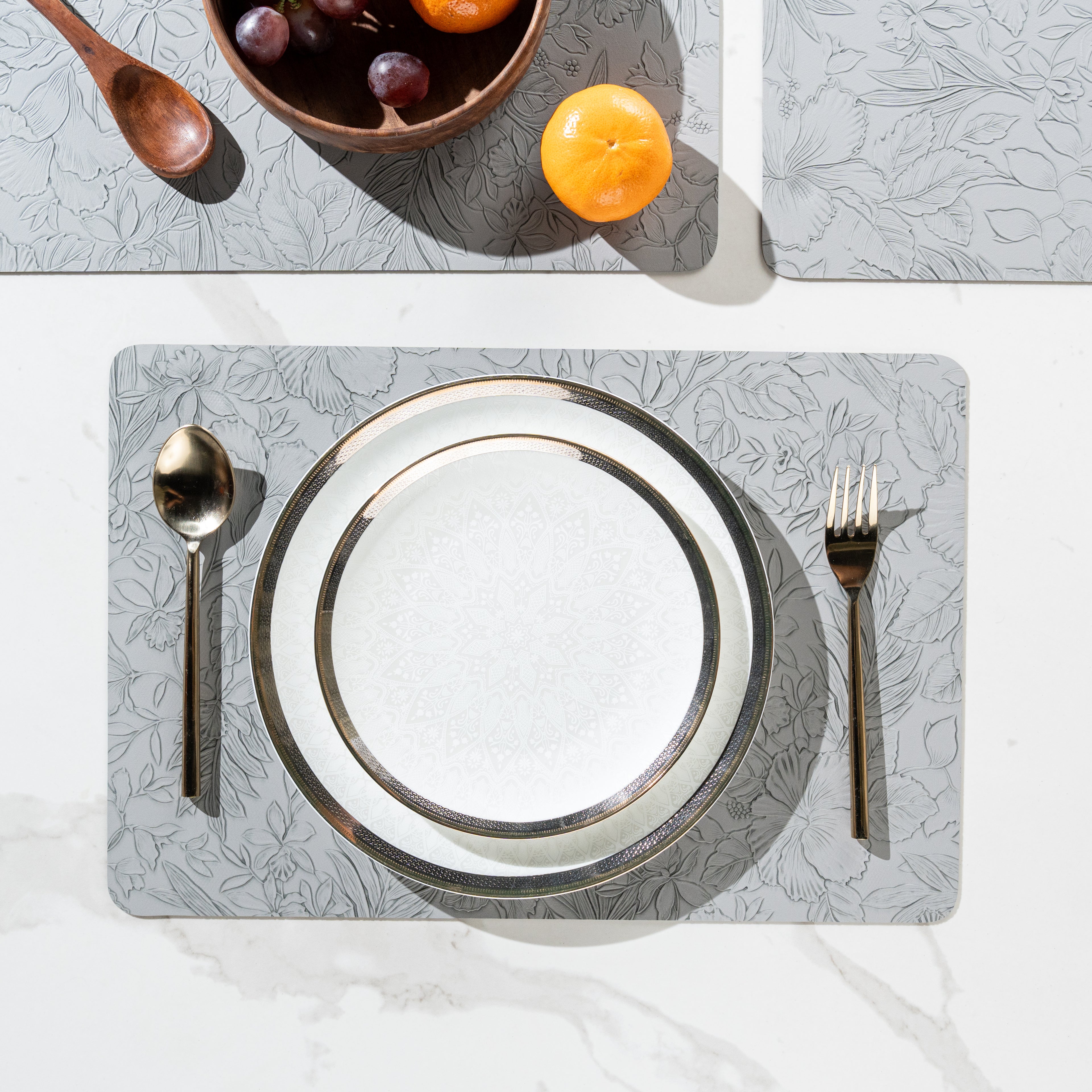 Muse Textured Grey Dining Table Mat Set of 6 - Pano