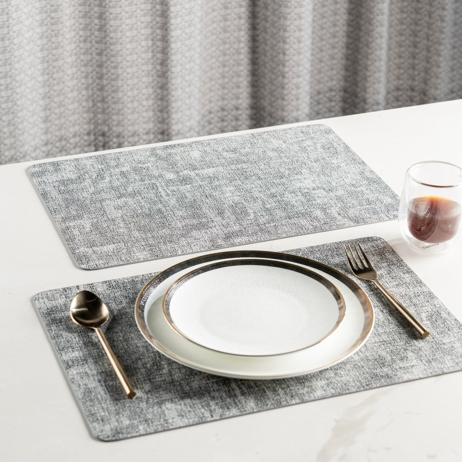 Textured Grey Muse Dining Table Mat Set of 6 - Pano