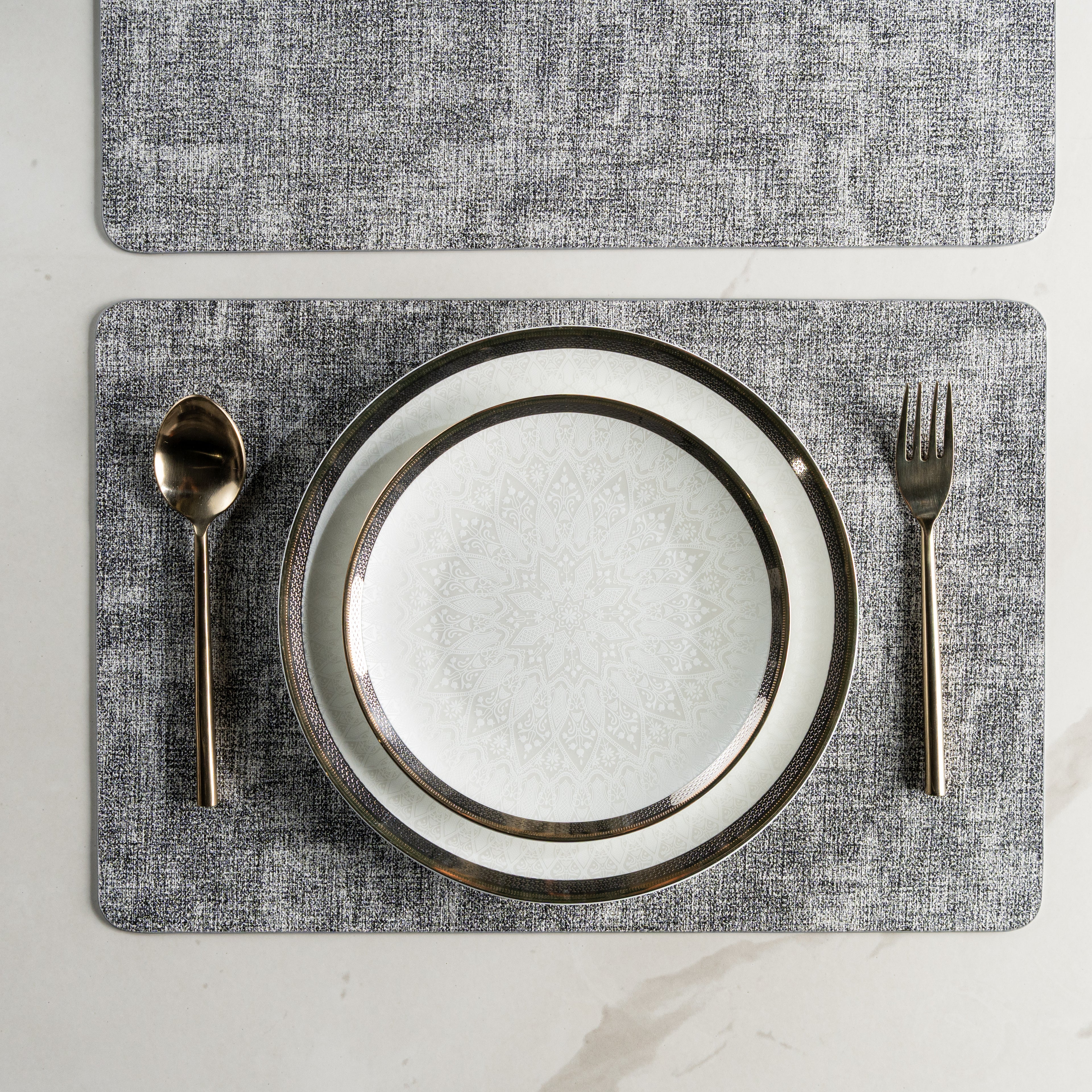 Textured Grey Muse Dining Table Mat Set of 6 - Pano