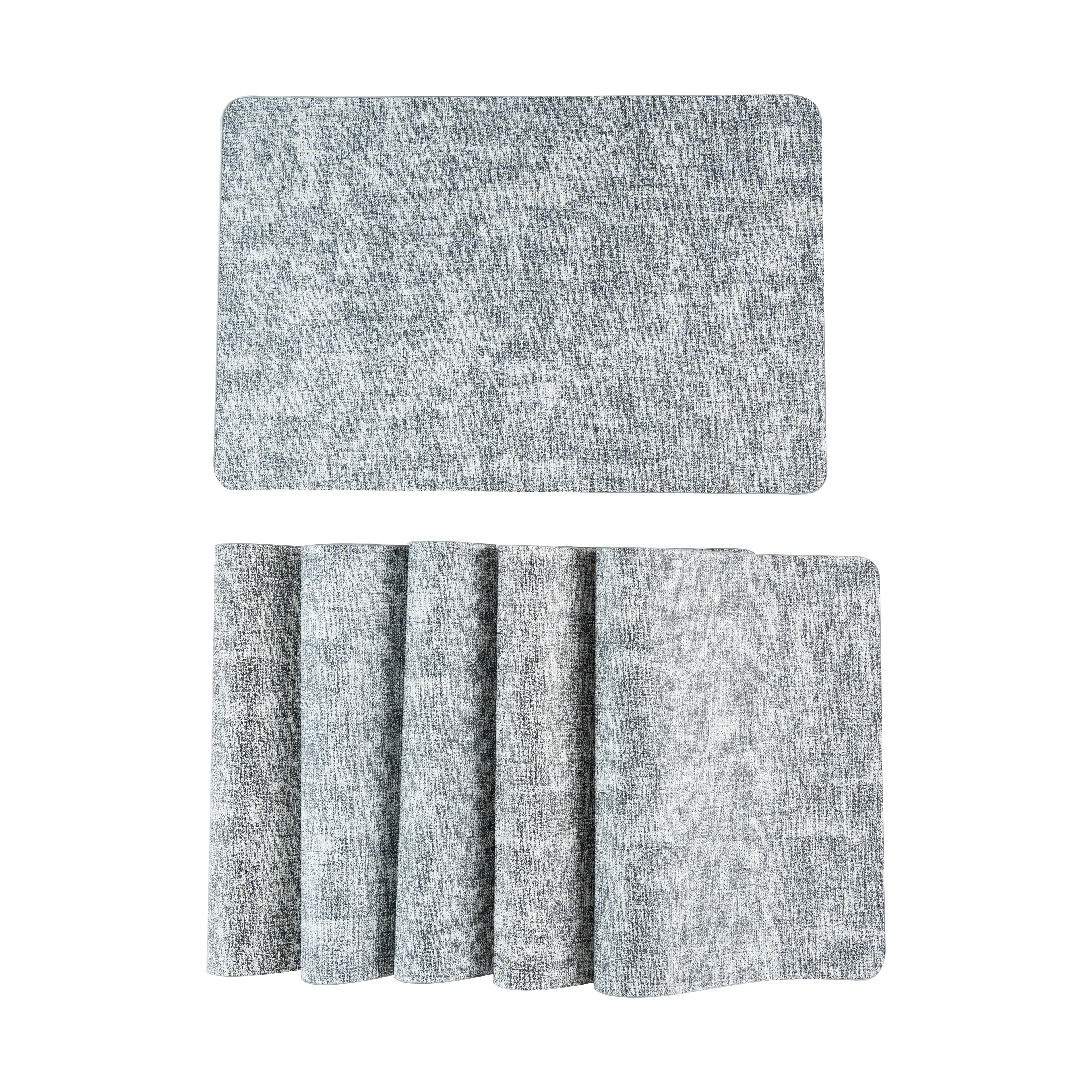 Textured Grey Muse Dining Table Mat Set of 6 - Pano