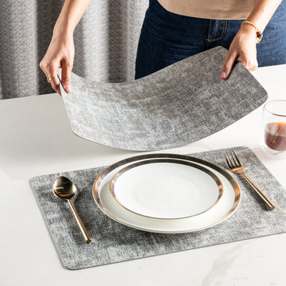 Textured Grey Muse Dining Table Mat Set of 6 - Pano
