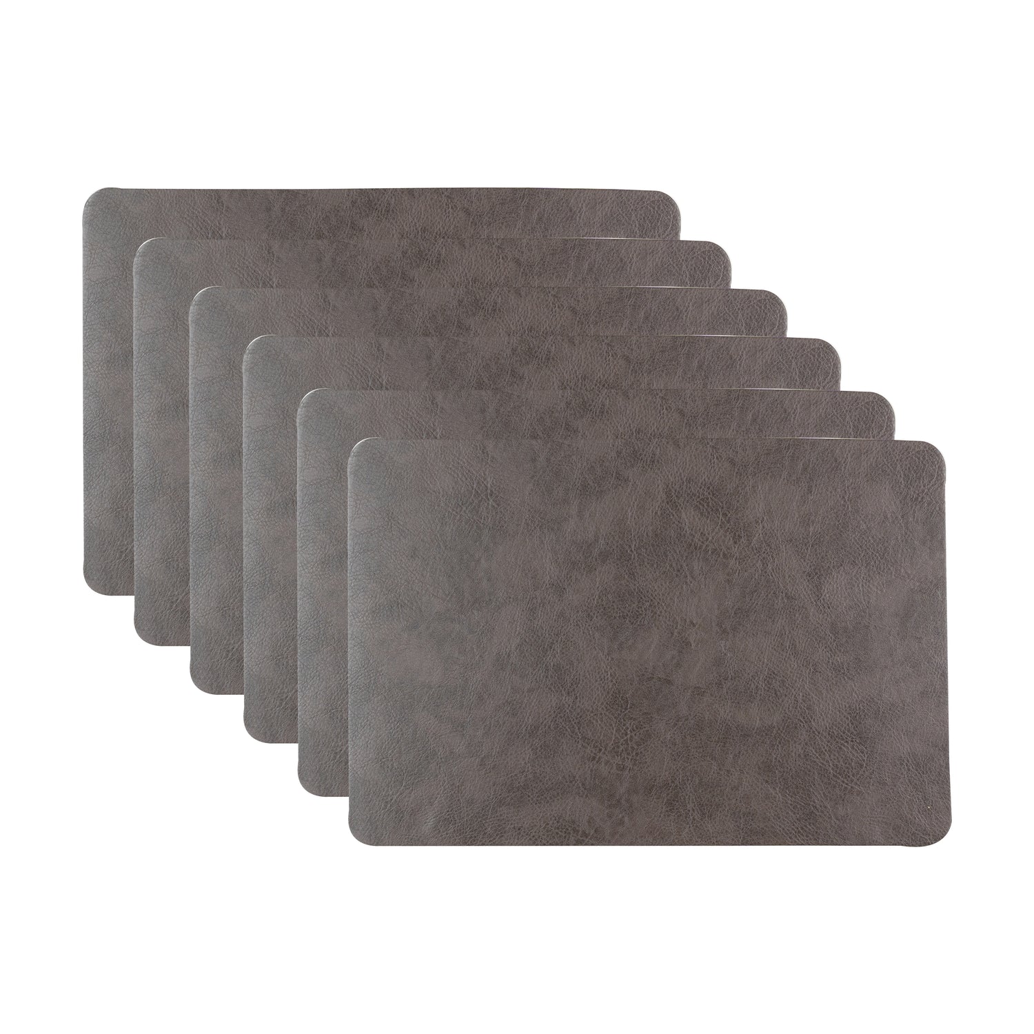Muse Textured Leather Brown Dining Table Mat Set of 6 - Pano