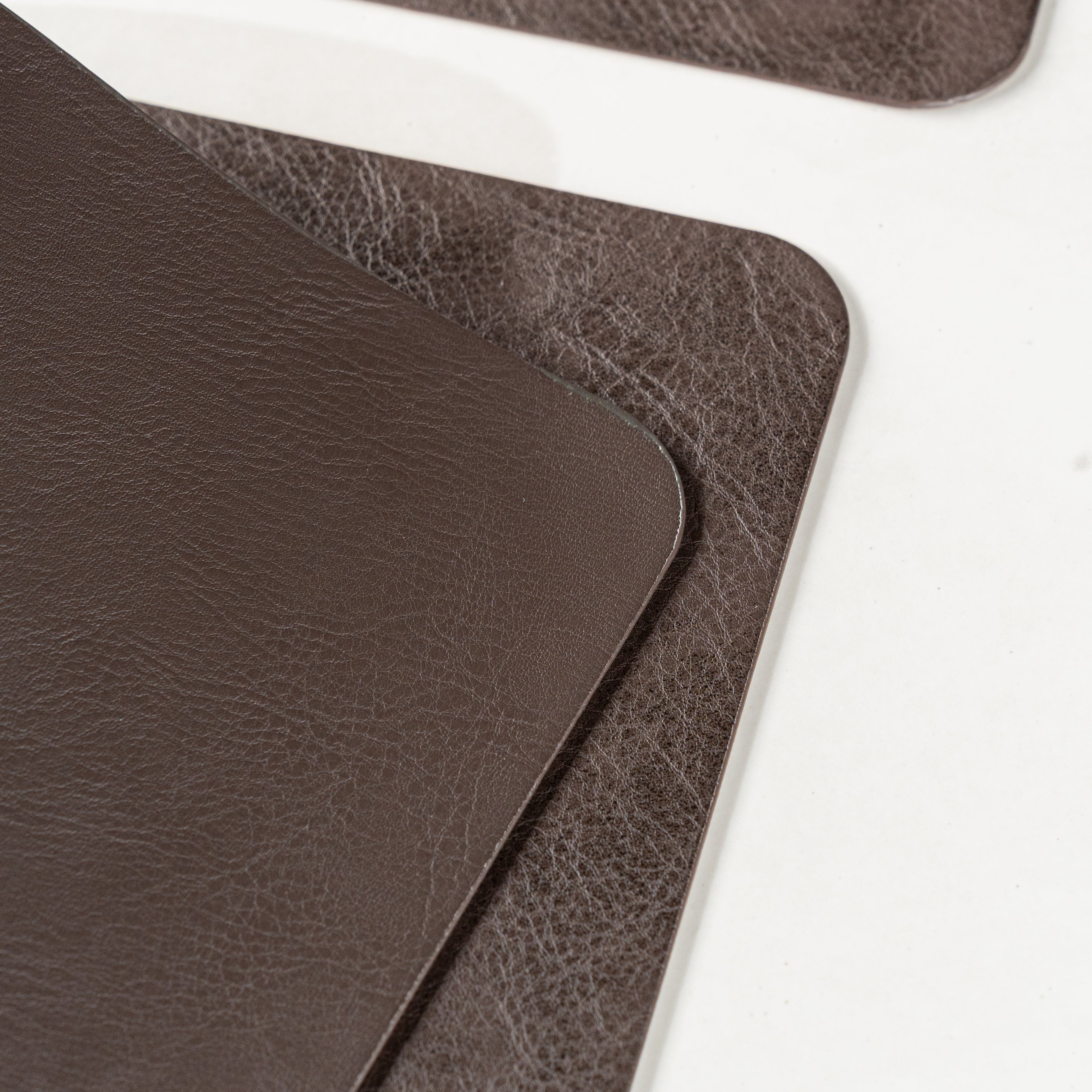 Muse Textured Leather Brown Dining Table Mat Set of 6 - Pano