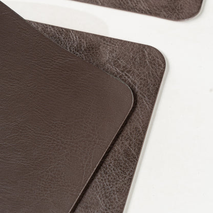 Muse Textured Leather Brown Dining Table Mat Set of 6 - Pano
