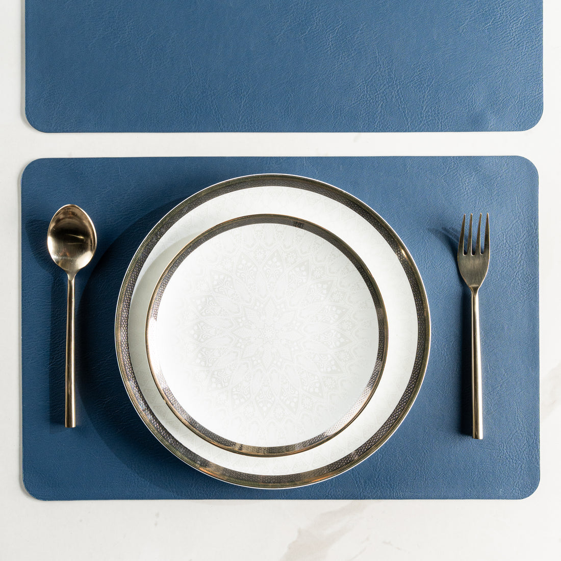 Muse Textured Navy Dining Table Mat Set of 6 - Pano