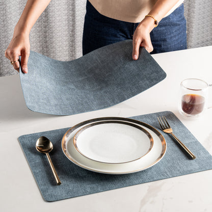 Textured Navy Muse Dining Table Mat Set of 6 - Pano