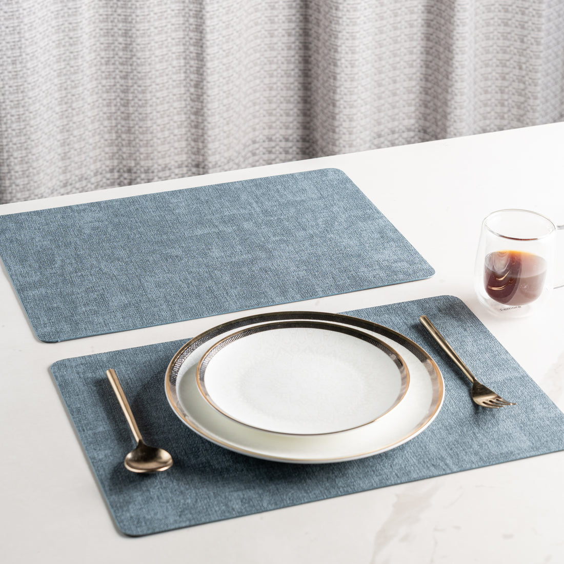 Textured Navy Muse Dining Table Mat Set of 6 - Pano