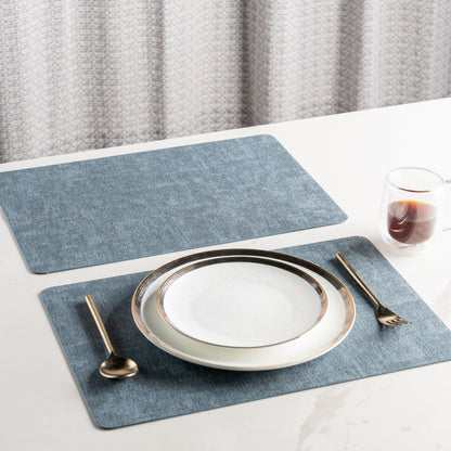 Textured Navy Muse Dining Table Mat Set of 6 - Pano