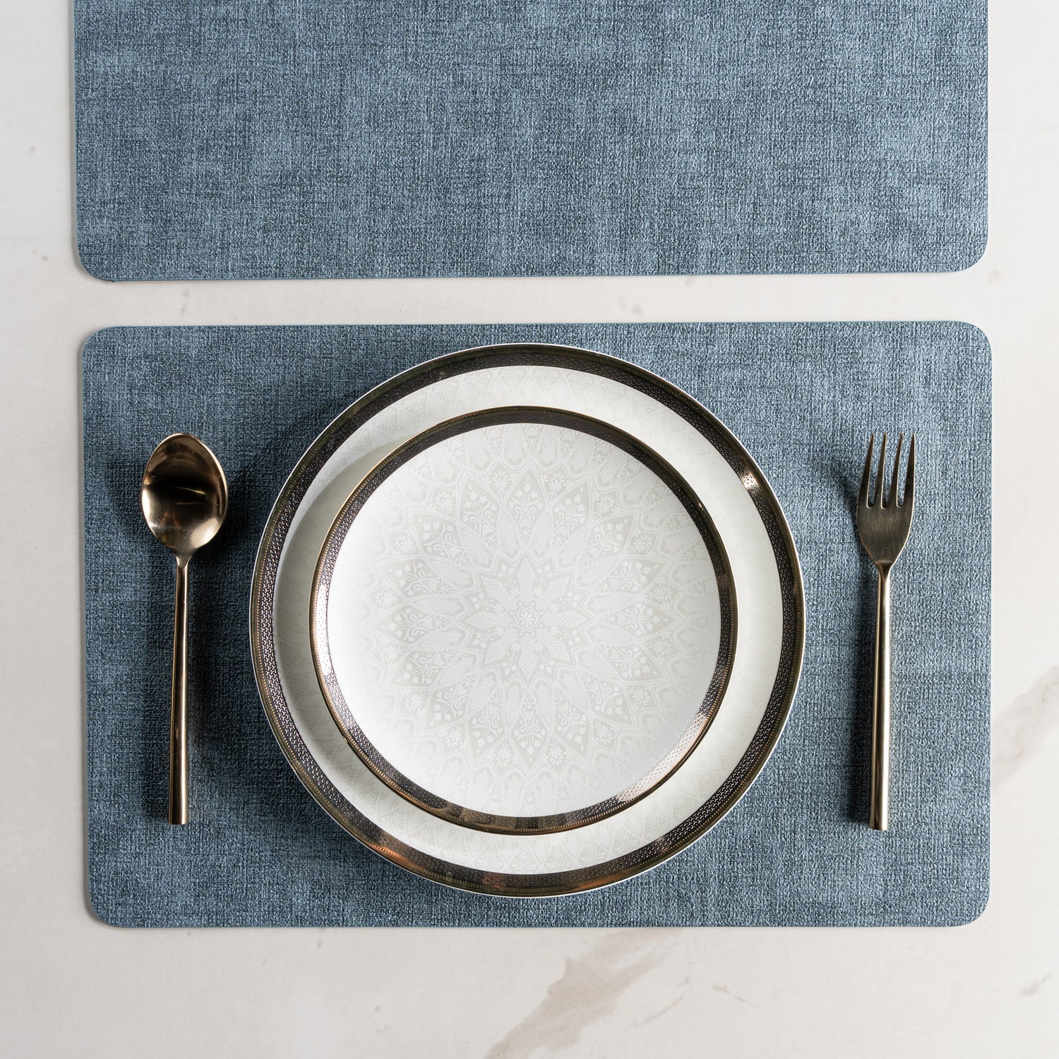 Textured Navy Muse Dining Table Mat Set of 6 - Pano