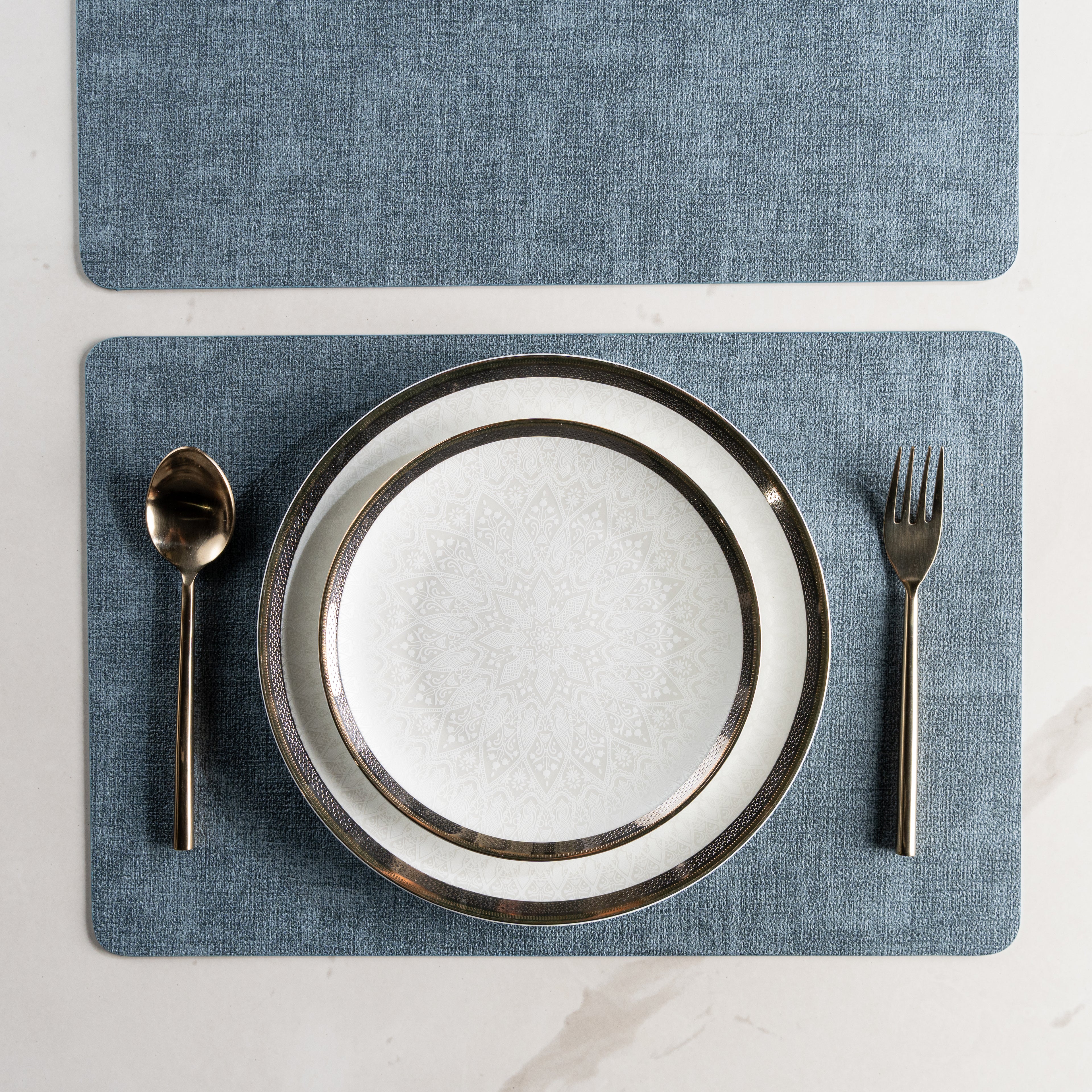 Textured Navy Muse Dining Table Mat Set of 6 - Pano