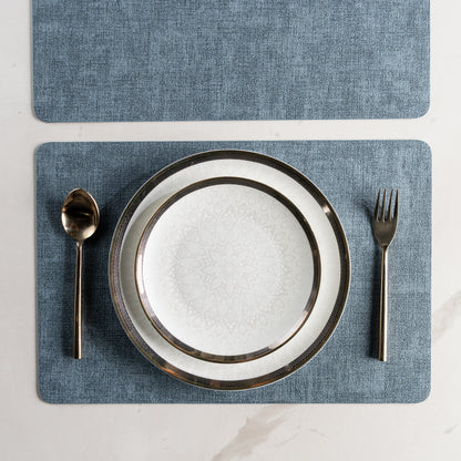 Textured Navy Muse Dining Table Mat Set of 6 - Pano