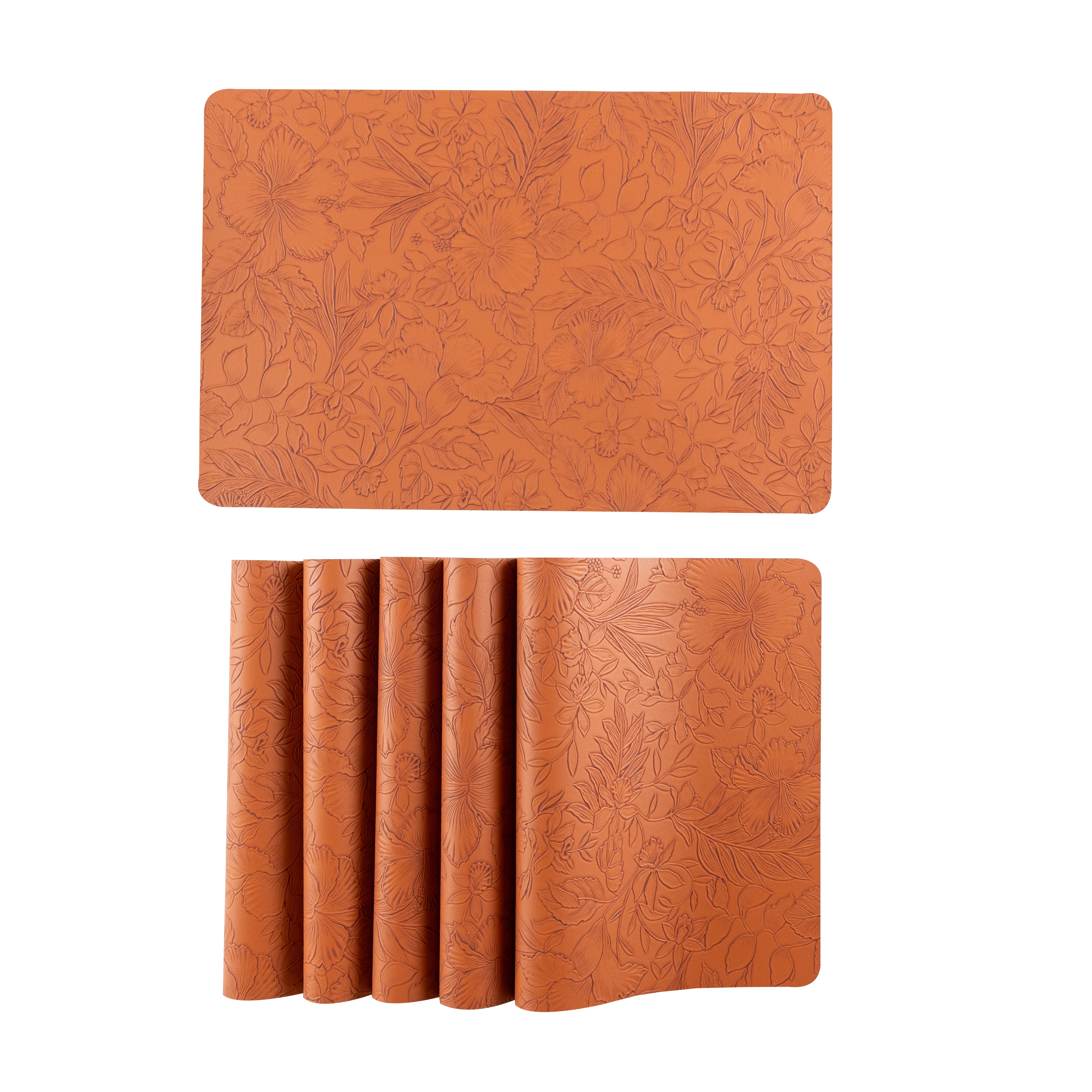 Muse Textured Wood Brown Dining Table Mat Set of 6 - Pano