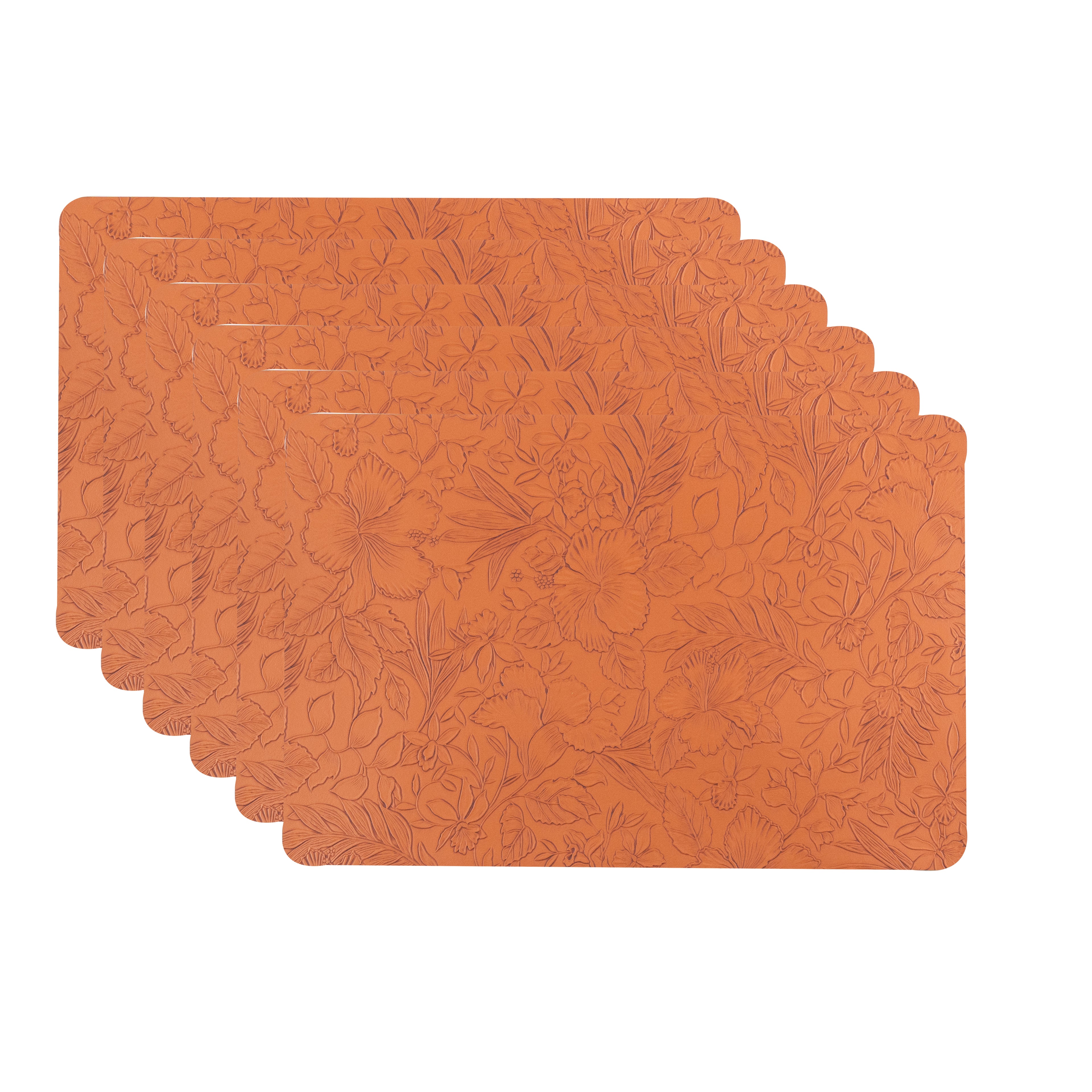 Muse Textured Wood Brown Dining Table Mat Set of 6 - Pano