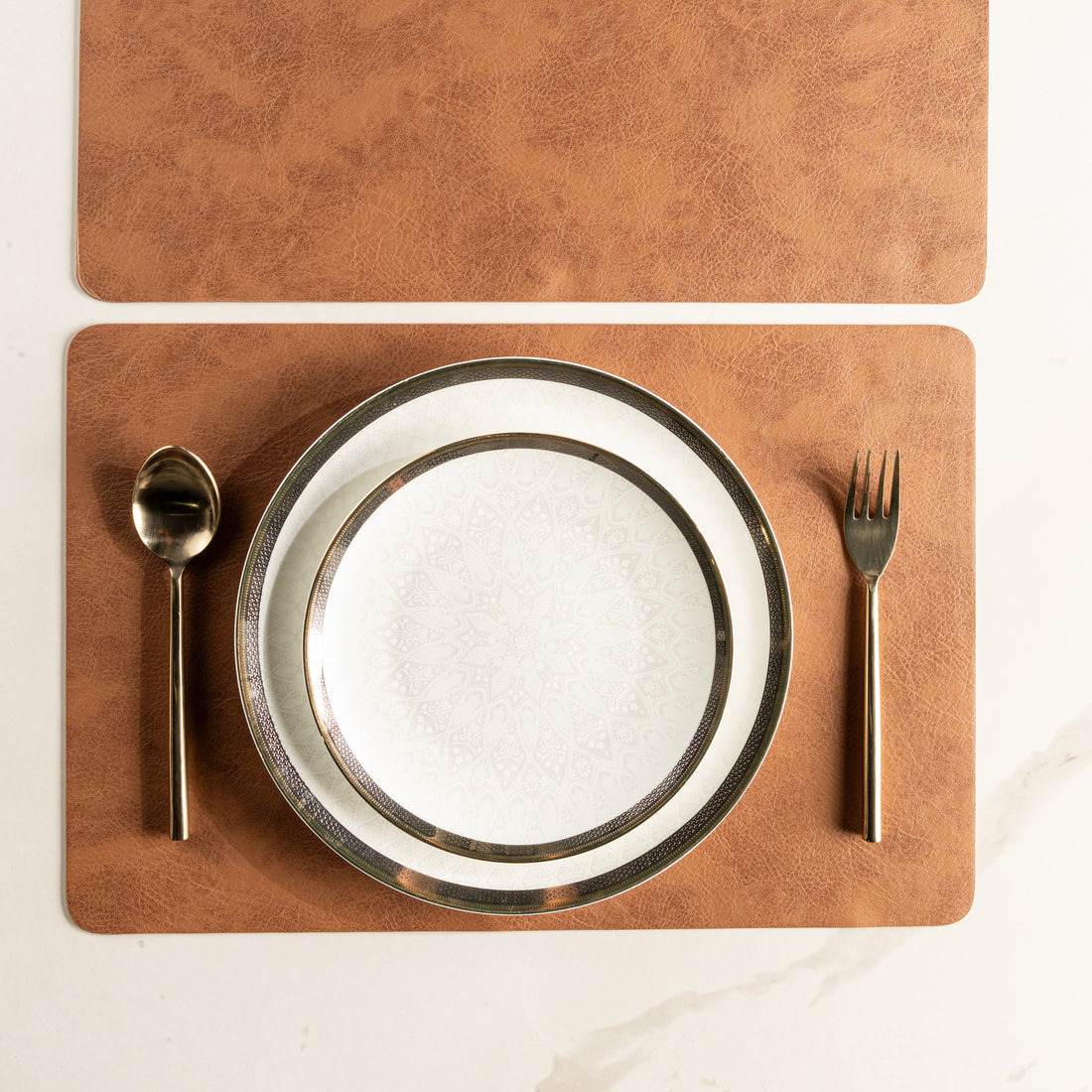 Muse Textured Wood Brown Dining Table Mat Set of 6 - Pano