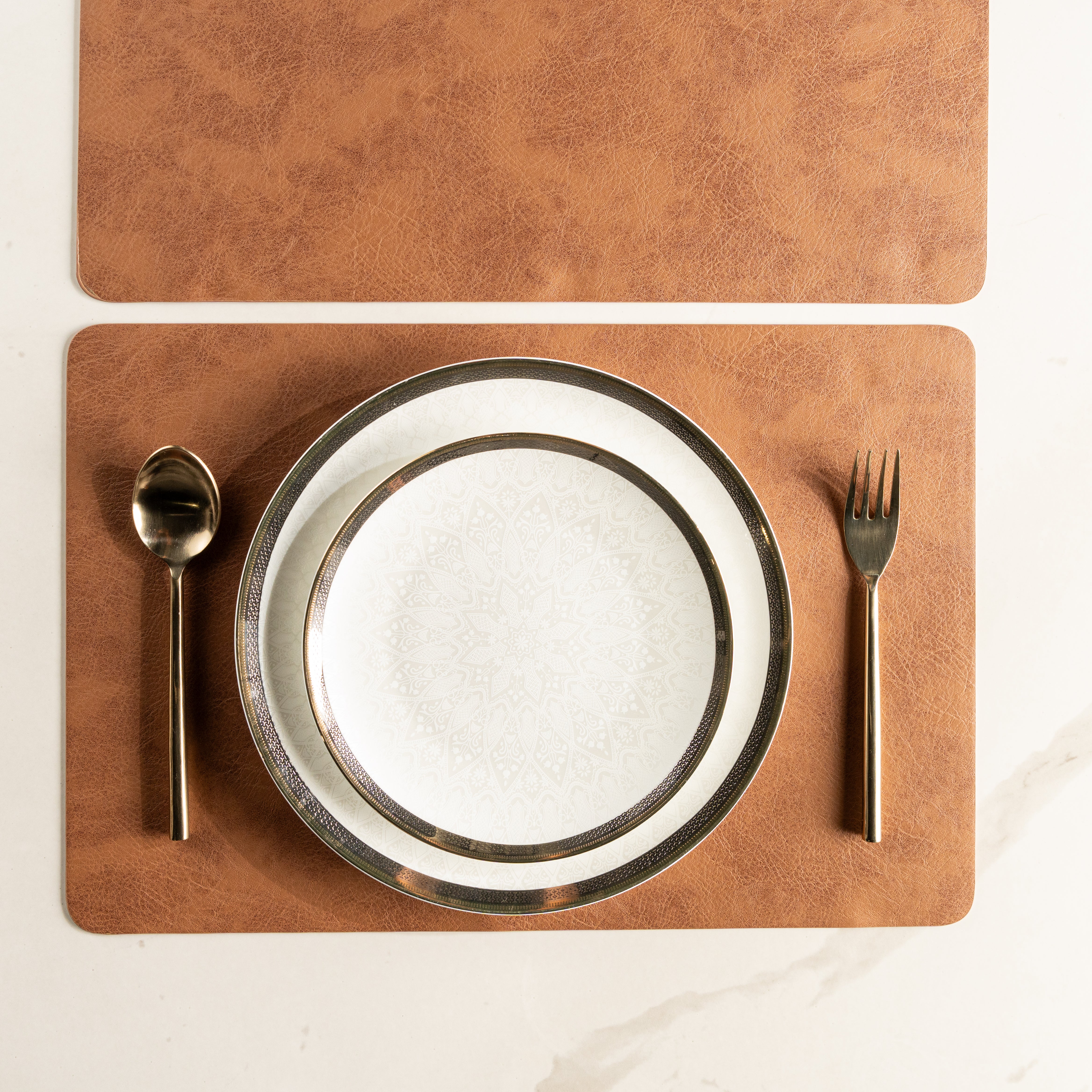 Muse Textured Wood Brown Dining Table Mat Set of 6 - Pano