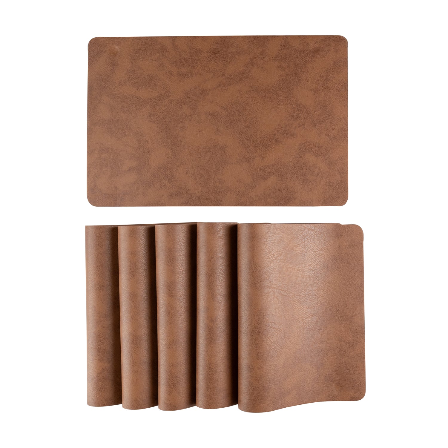 Muse Textured Wood Brown Dining Table Mat Set of 6 - Pano