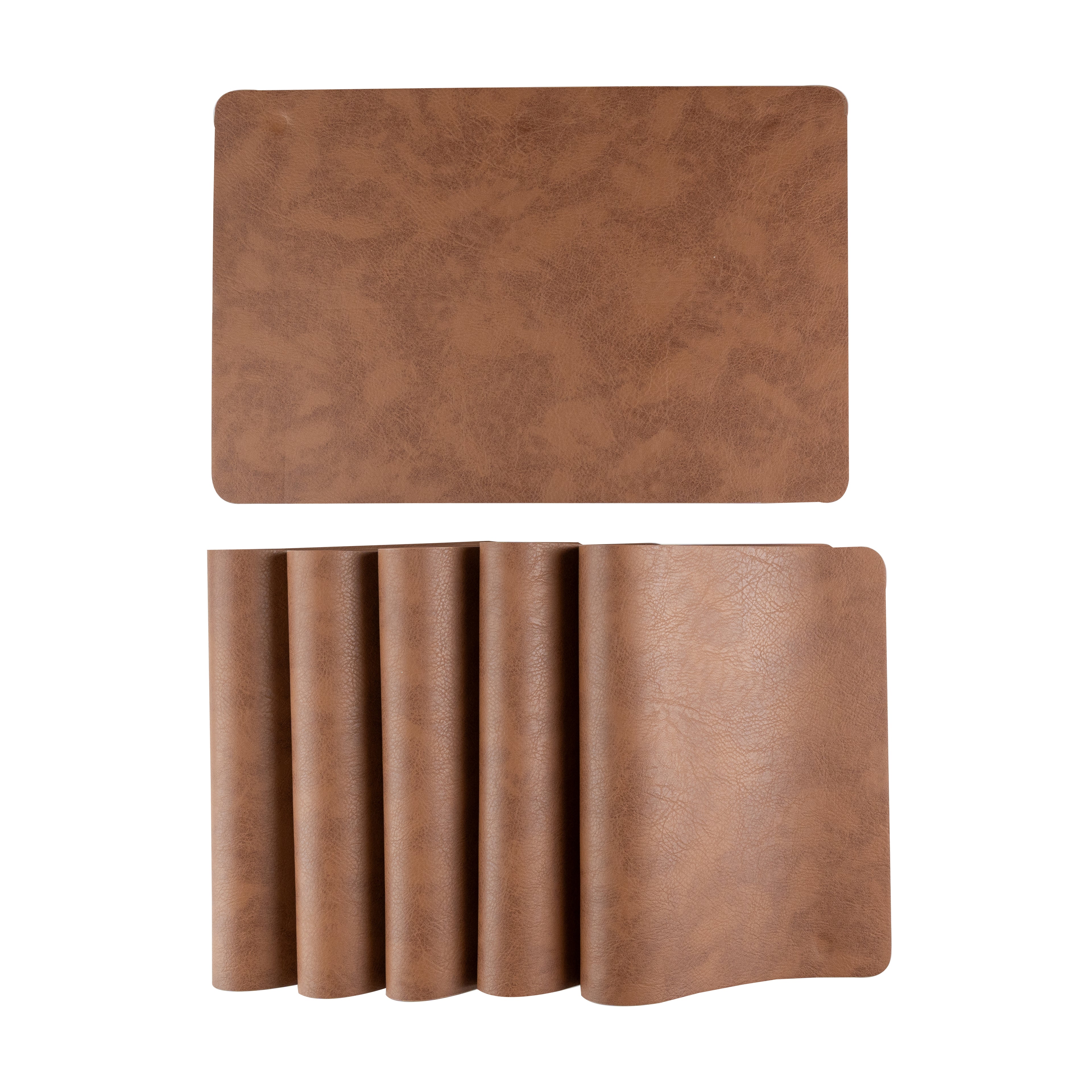 Muse Textured Wood Brown Dining Table Mat Set of 6 - Pano