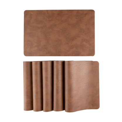 Muse Textured Wood Brown Dining Table Mat Set of 6 - Pano