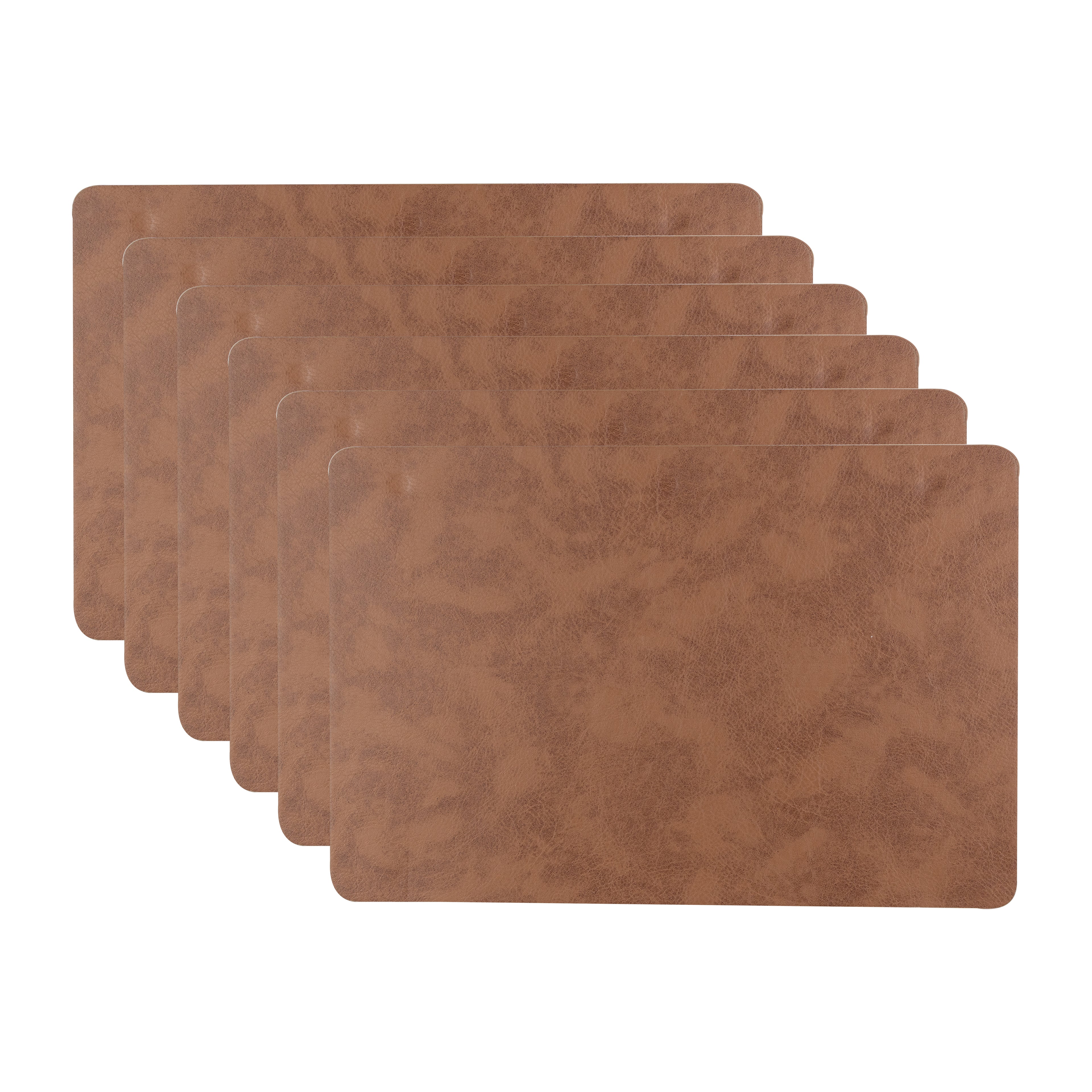 Muse Textured Wood Brown Dining Table Mat Set of 6 - Pano