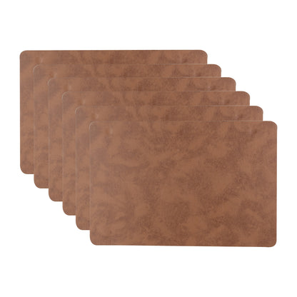 Muse Textured Wood Brown Dining Table Mat Set of 6 - Pano