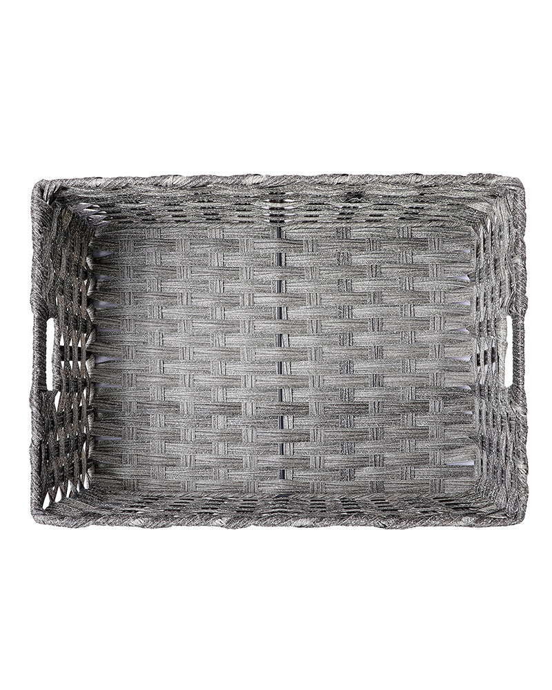 Imported Manhattan Plastic Wicker Basket Grey