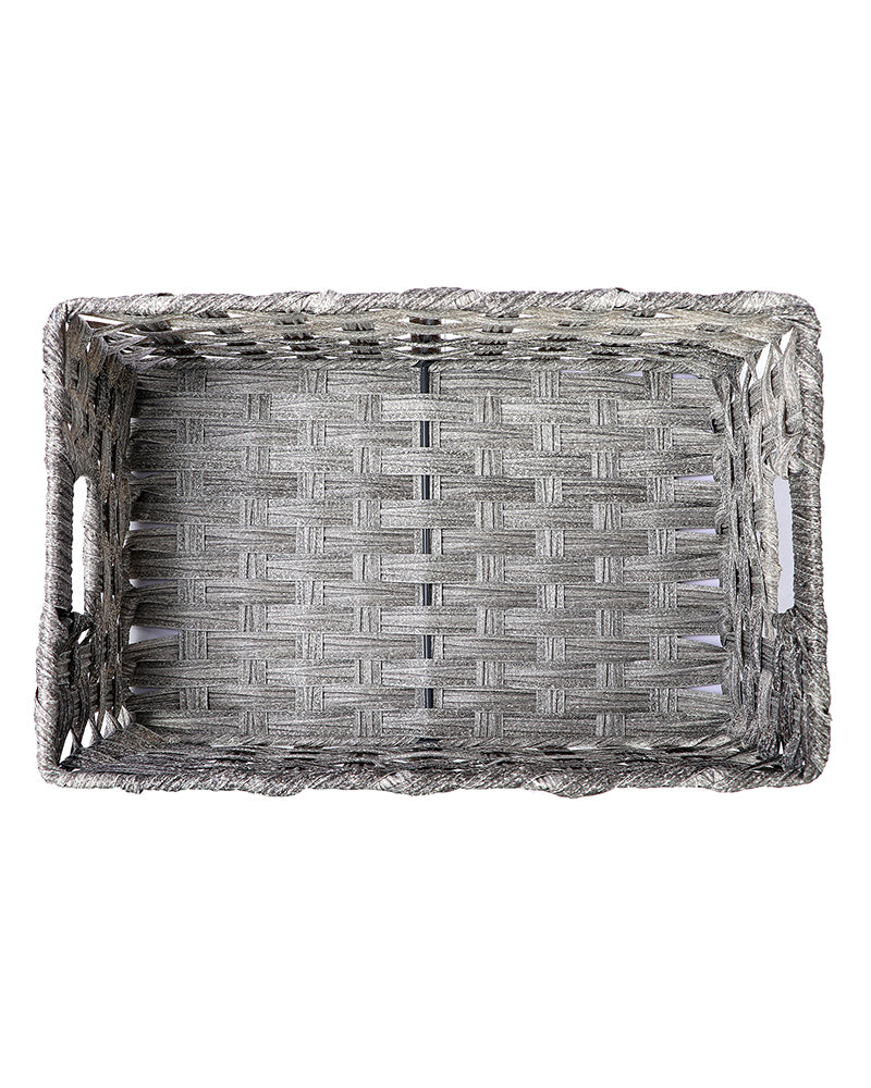 Imported Manhattan Plastic Wicker Basket Grey