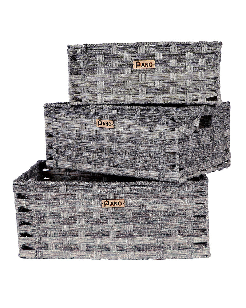 Imported Manhattan Plastic Wicker Basket Grey