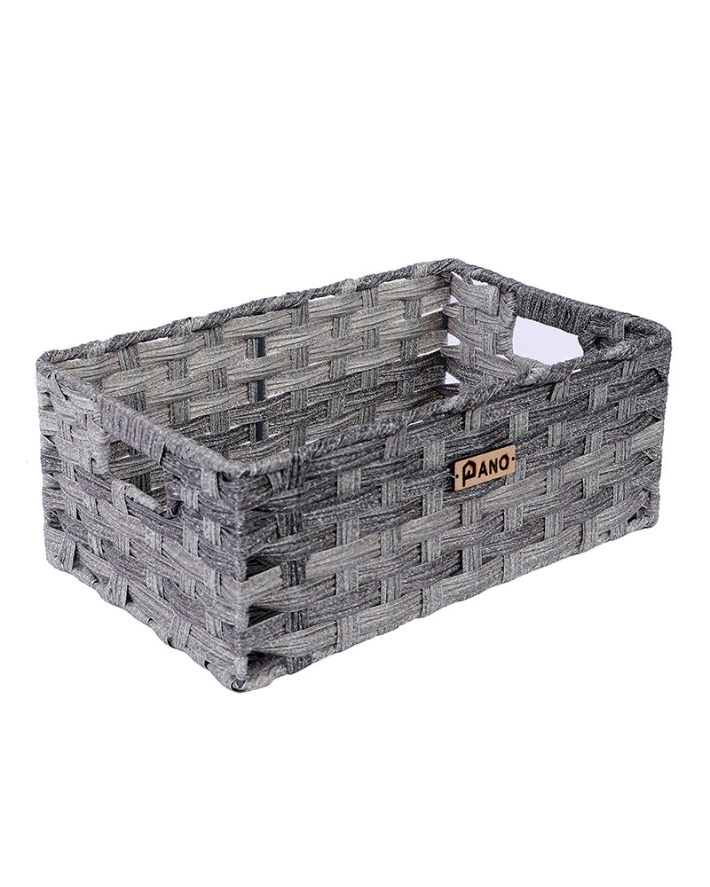 Imported Manhattan Plastic Wicker Basket Grey