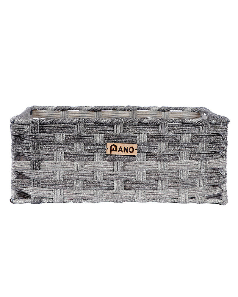 Imported Manhattan Plastic Wicker Basket Grey