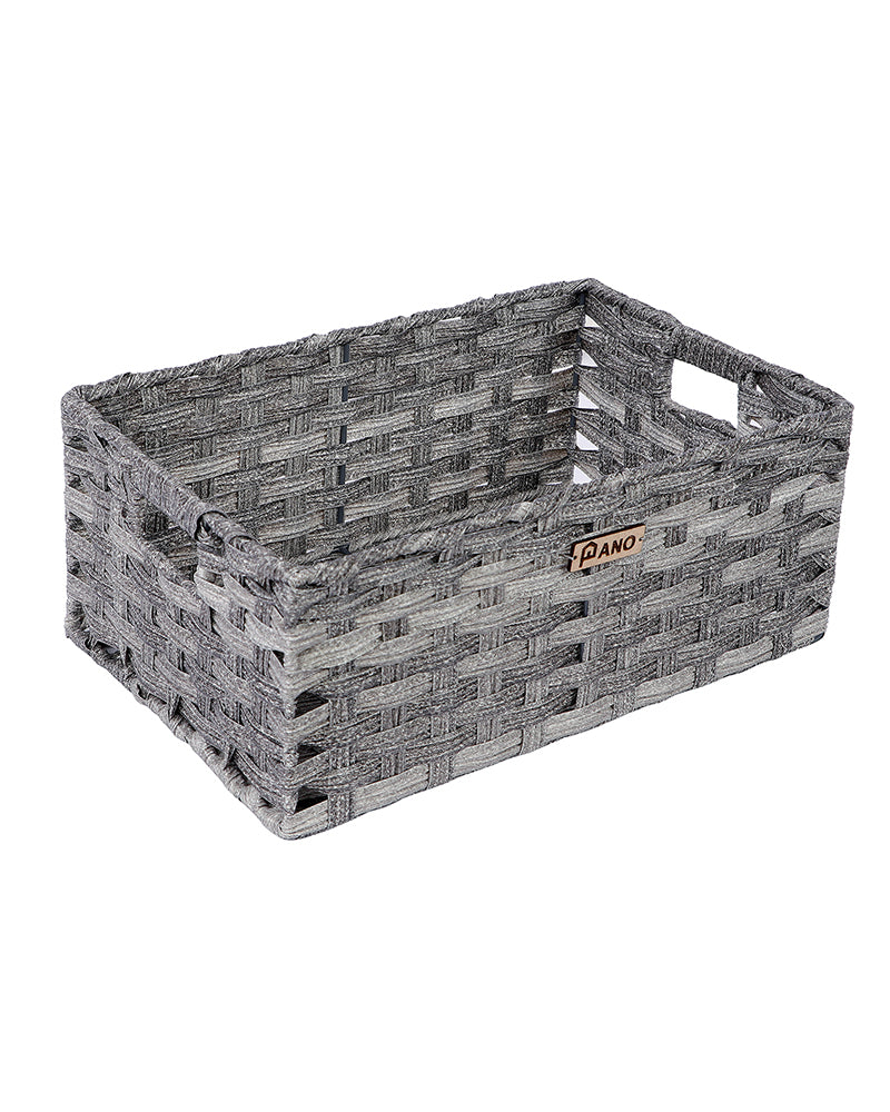 Imported Manhattan Plastic Wicker Basket Grey