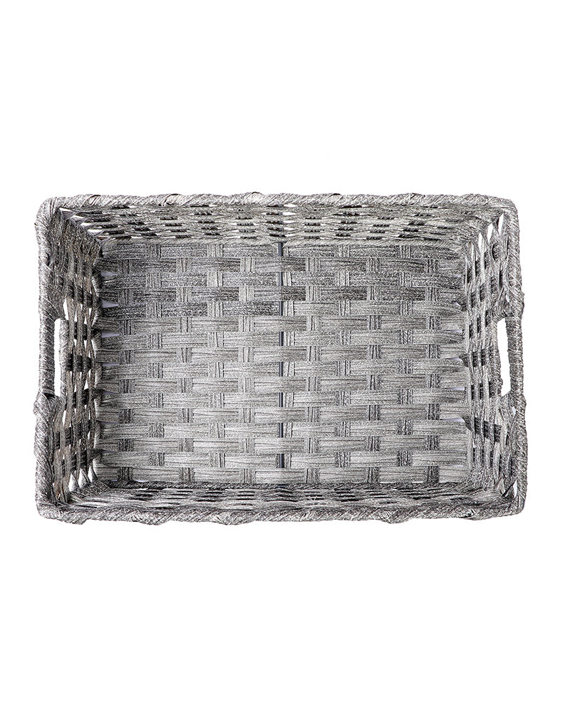 Imported Manhattan Plastic Wicker Basket Grey