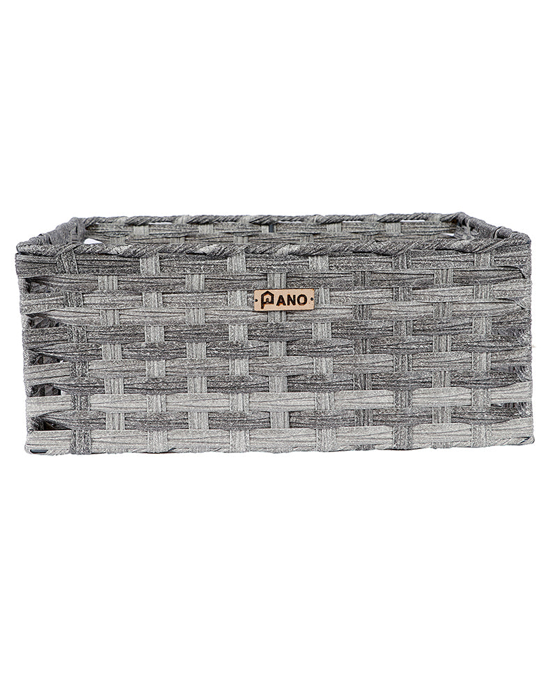 Imported Manhattan Plastic Wicker Basket Grey