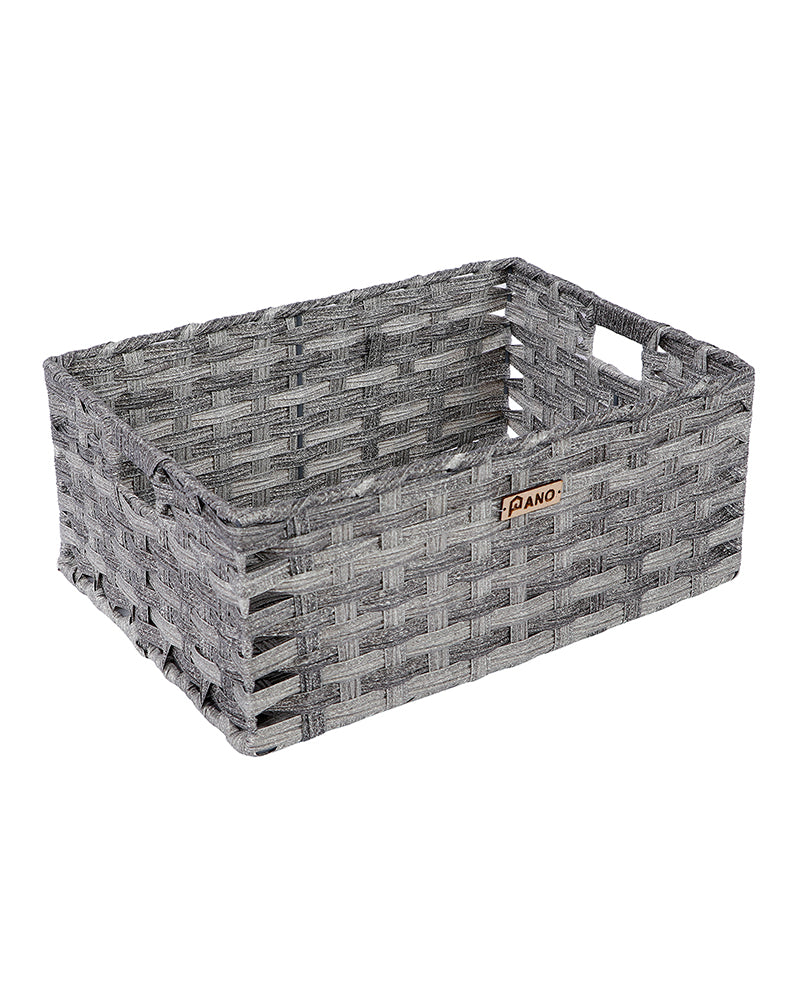 Imported Manhattan Plastic Wicker Basket Grey