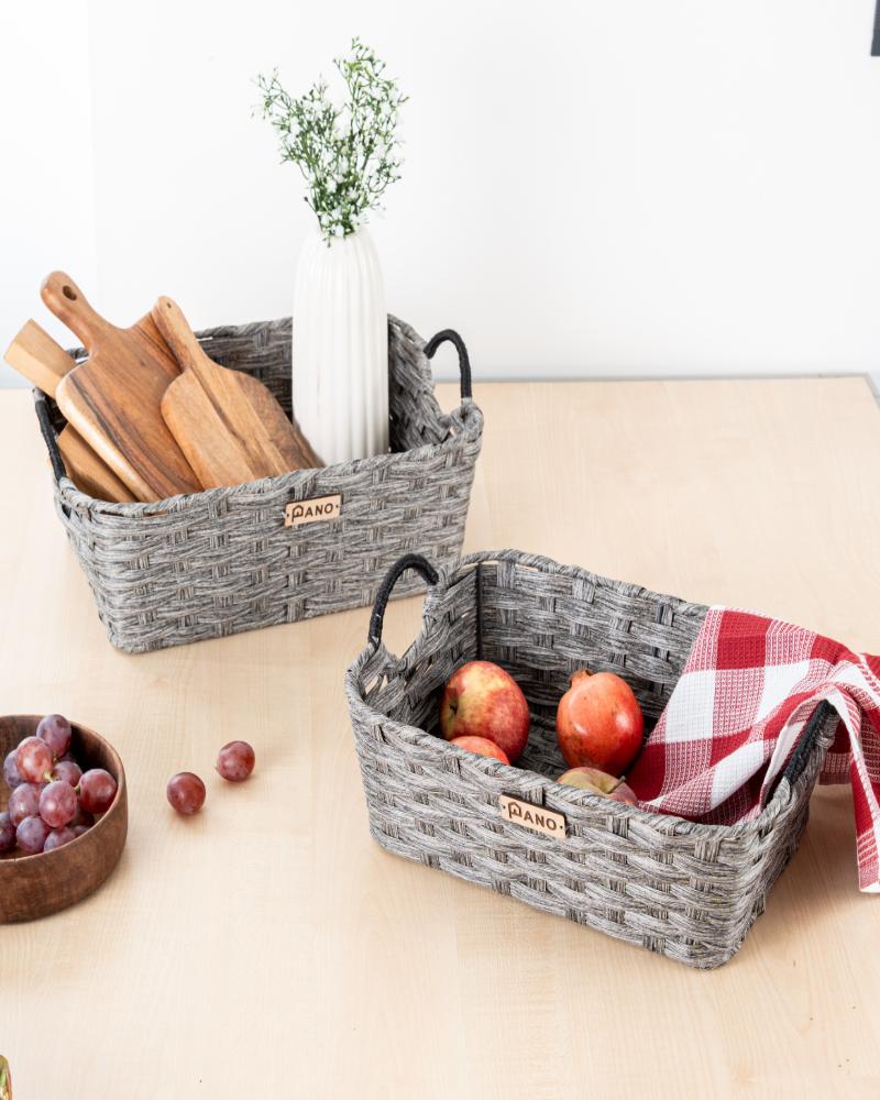 Wicker Kitchen Utility Maxwell Basket Charcoal | Storage Organiser - Pano