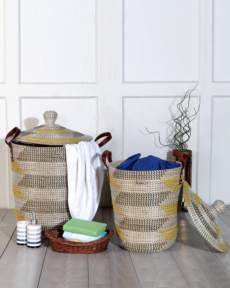 Miami Sea Grass Basket with Lid - Pano