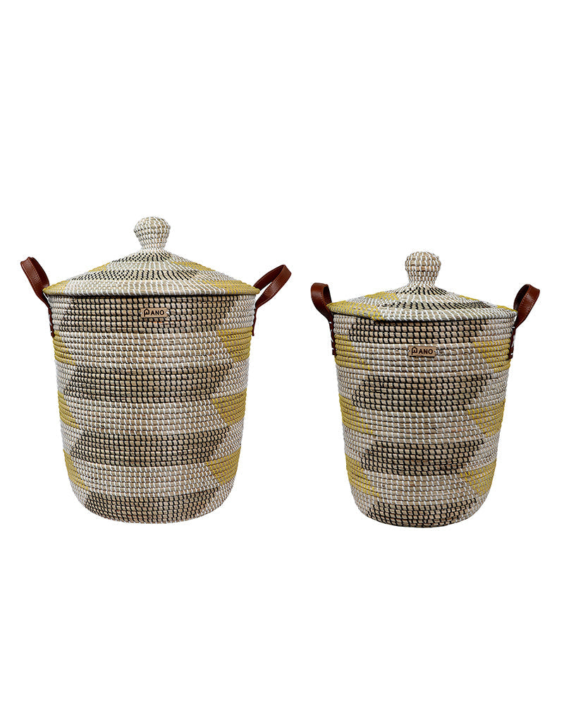 Miami Sea Grass Basket with Lid - Pano