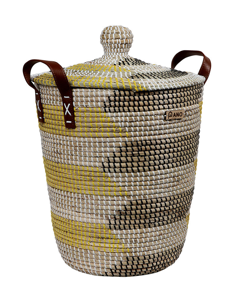 Miami Sea Grass Basket with Lid - Pano