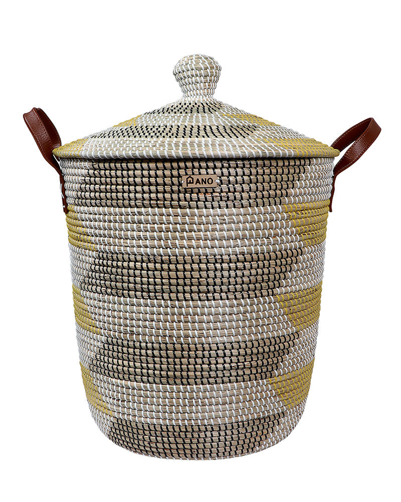 Miami Sea Grass Basket with Lid - Pano